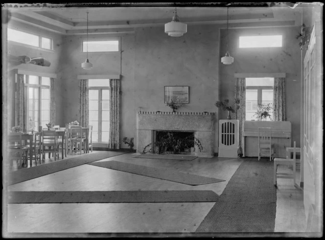 Interior view of dining room, Auckland Aero Club