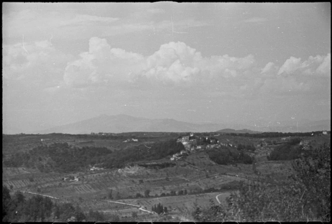 Little village of Strada cleared of enemy troops by Maori Battalion in advance to Florence, Italy, World War II - Photograph taken by George Kaye