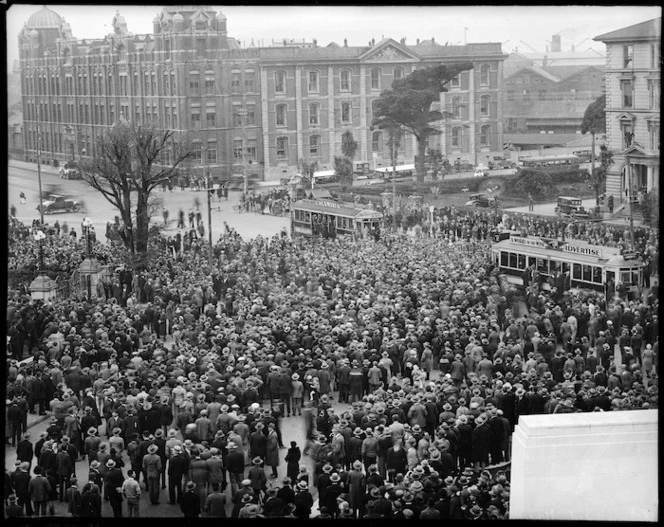 Unemployment demonstration, Lambton Quay, Wellington