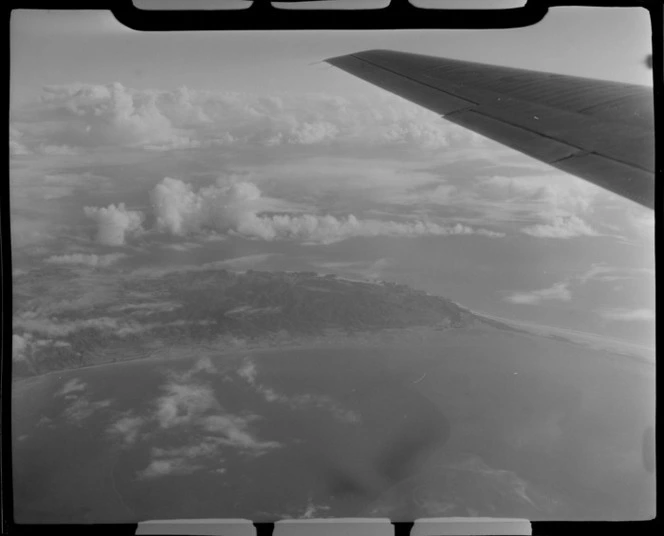 Farewell Spit, Tasman District, taken from a NAC (National Airways Corporation) Viscount aircraft