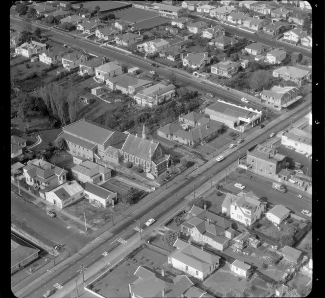 Mt Roskill/Onehunga area, Auckland, including houses and unidentified church