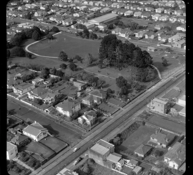 Mt Roskill/Onehunga area, Auckland, with houses, park, and rugby field