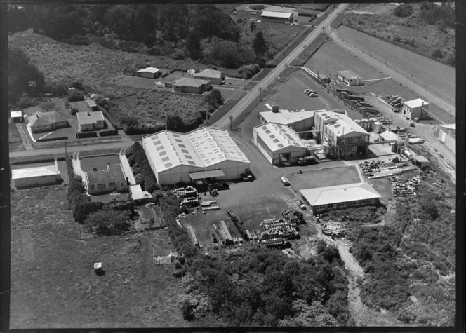 Avondale, Auckland, showing factories of AC Hatrick New Zealand Ltd, and Morcom Green and Edwards Ltd.