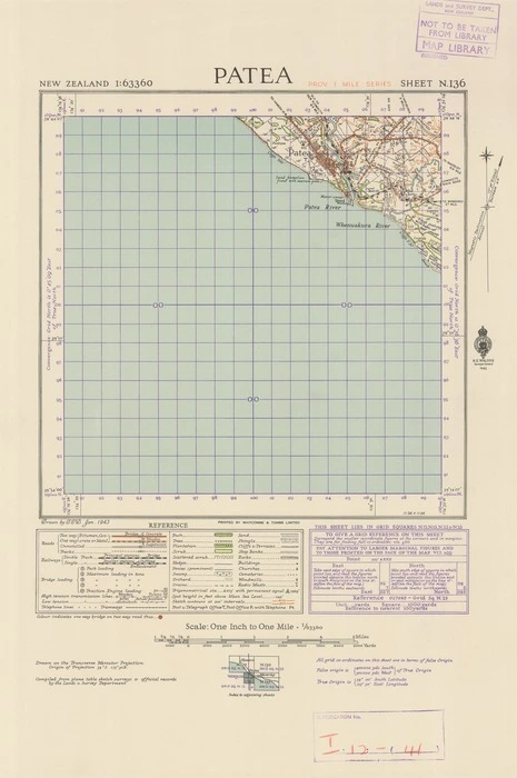 Patea [electronic resource] / drawn by T O'D, Jan. 1943 ; compiled from plane table sketch surveys & official records by the Lands & Survey Department.