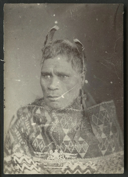 NZ Government Tourist Department (Wellington) :Portrait of unidentified Maori man