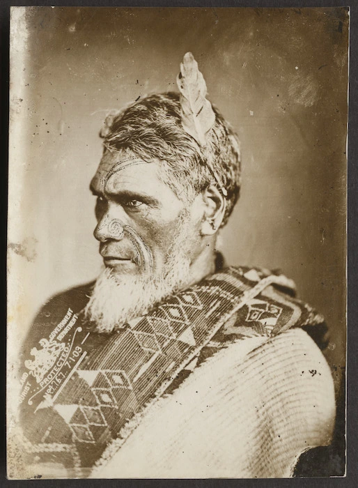 NZ Government Tourist Department (Wellington) :Portrait of unidentified Maori man