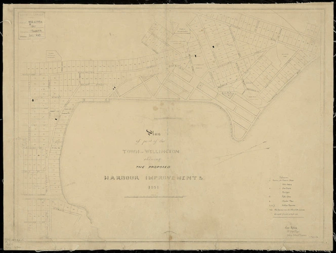 Plan of part of the town of Wellington, shewing the proposed harbour improvements / Edw. Roberts, acting colonial engineer, 1851.