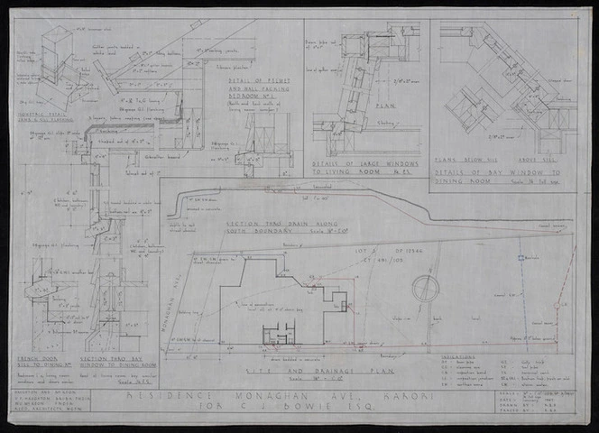 Haughton & McKeon :Residence Monaghan Avenue, Karori, for Mr C J Bowie Esq. Details ... Site and drainage plan ... January 1947 [i.e. 1948?]