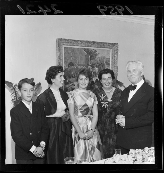 French Ambassador Mr Jean-Louis Baudier and family, hosts at Bastaille Day celebrations, probably Wellington