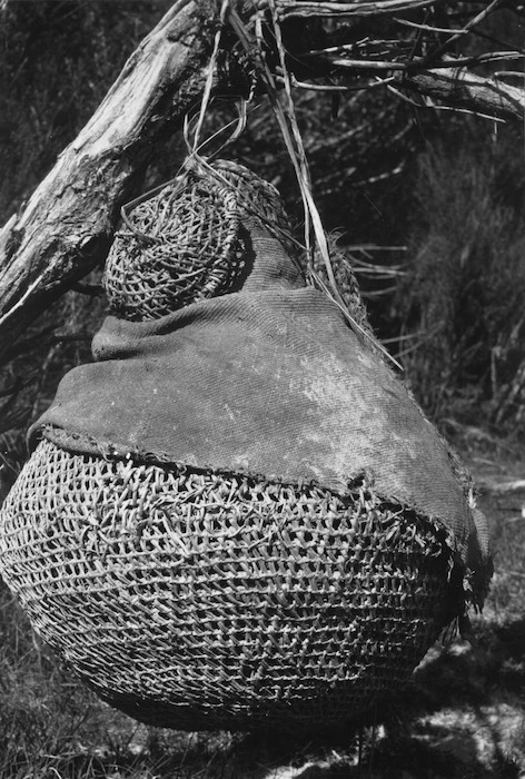 Photograph of a wicker fishing pot (hinaki)