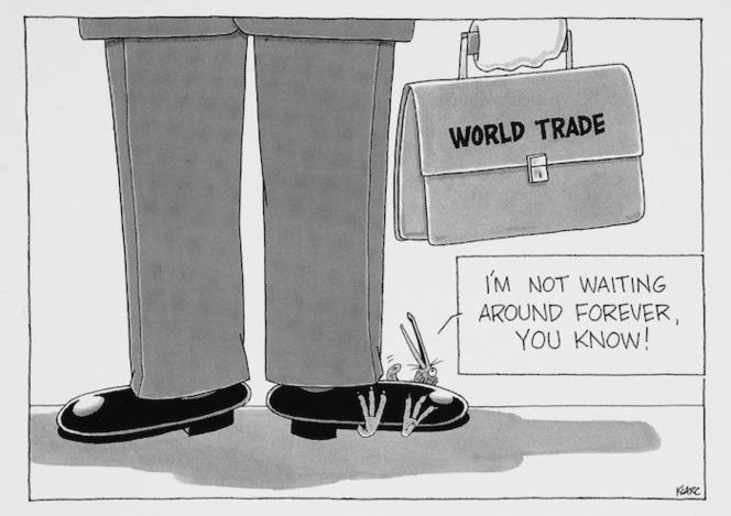 Clark, Laurence 1949- :World trade ; I'm not waiting around forever, you know! 11 Sept 1993