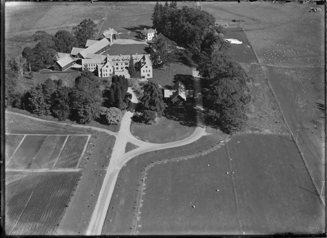 Aerial view of St Peter's School, Cambridge, New Zealand