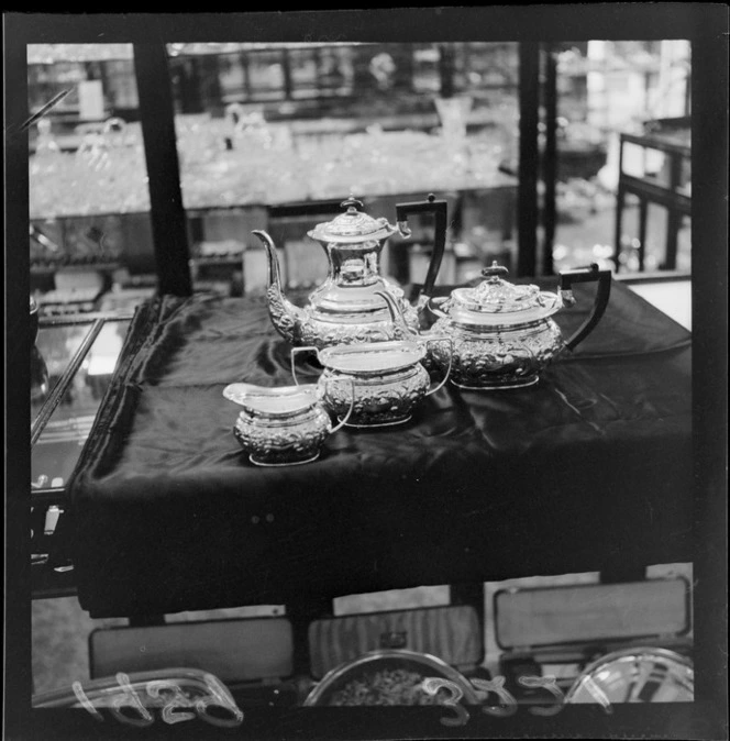 A silver-plated tea service, which is valued at £40