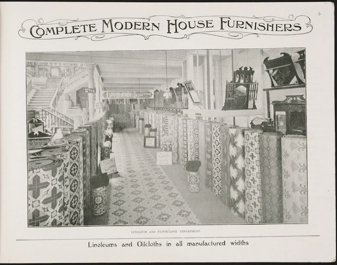 Tonson Garlick Co :Linoleum and floorcloth department. Linoleums and oilcloths in all manufactured widths. [ca 1910].
