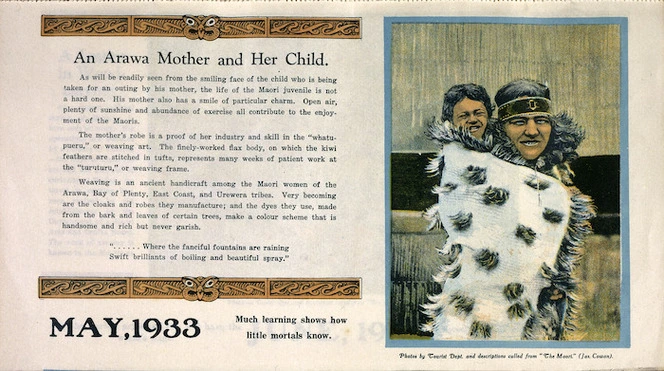 [New Zealand Tourist Department?] :An Arawa mother and her child. May, 1933.