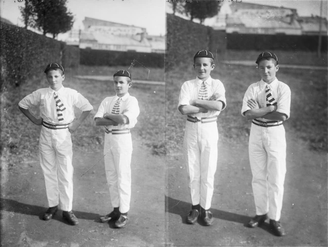 Boys dressed for cricket