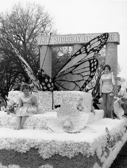 N Z Aerial Mapping Ltd's butterfly float, during the Hastings Blossom Festival parade