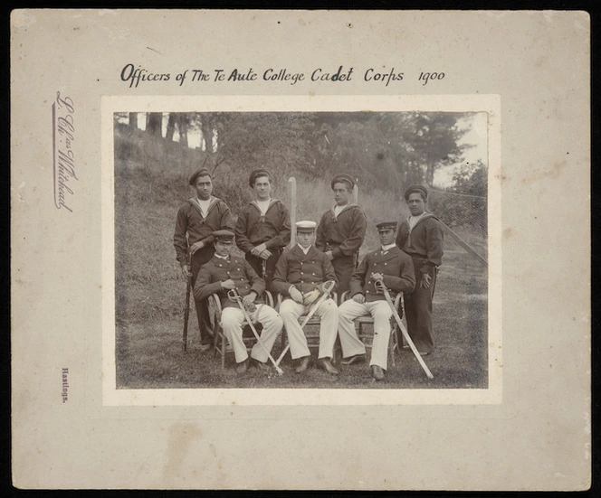 Officers of the Te Aute College Cadet Corps - Photographed by Leonard Charles Whitehead