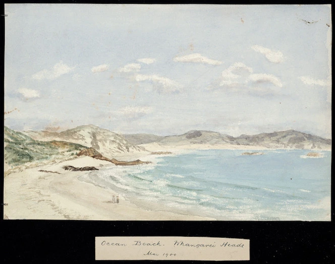 Artist unknown :Ocean Beach, Whangarei Heads, Mar 1900