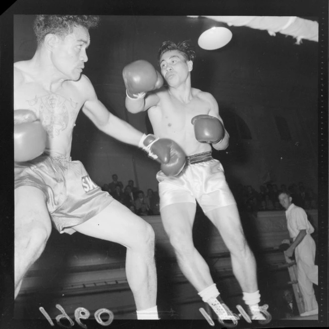 Boxing match between Samoan Tuna Scanlan and Tongan Sakopo Keti, Wellington Town Hall, Wellington City