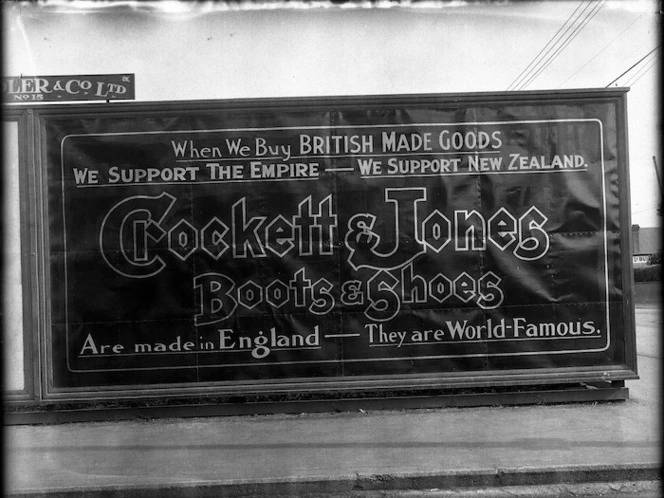 Billboard advertisement for Crockett & Jones, boots and shoes