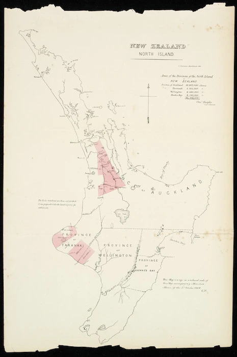 Areas of the provinces of the North Island of New Zealand / Chas. Heaphy, chief surveyor ; G. Pulman, Auckland, lith.