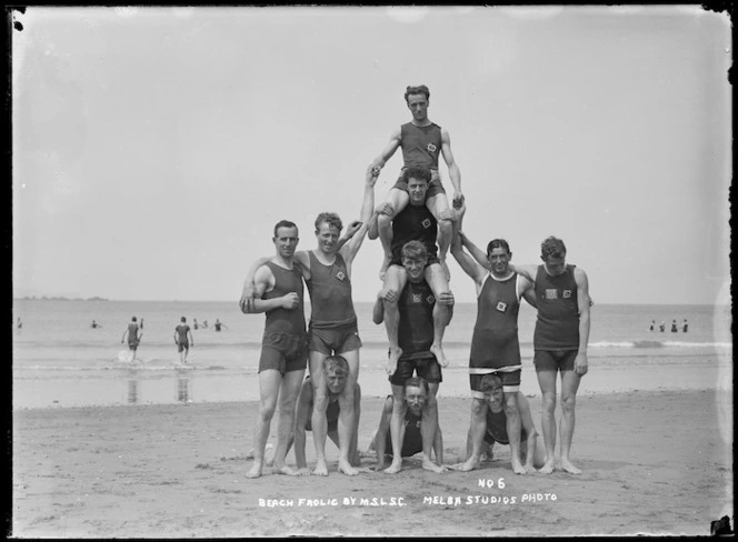 Maranui Surf Life Saving Club members, Lyall Bay, Wellington - Photograph taken by Melba Studios