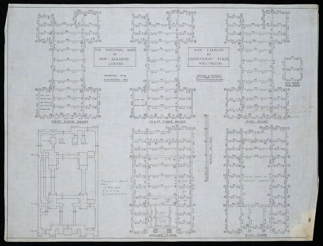 Atkins & Mitchell :The National Bank of New Zealand Limited. New premises at Courtenay Place, Wellington. Drawing no. 14. September 1927.