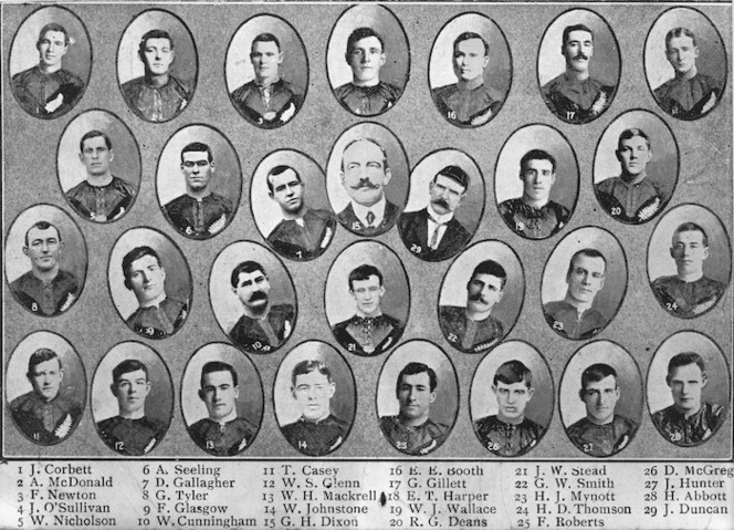 Members of the New Zealand rugby football team touring Great Britain in 1905