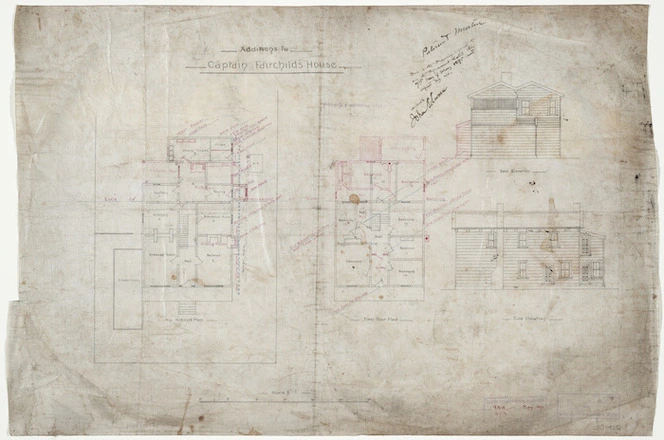 Clere, Fitzgerald and Richmond :[Plan of] Additions to Captain Fairchild's house, May 1895. J S Swan.