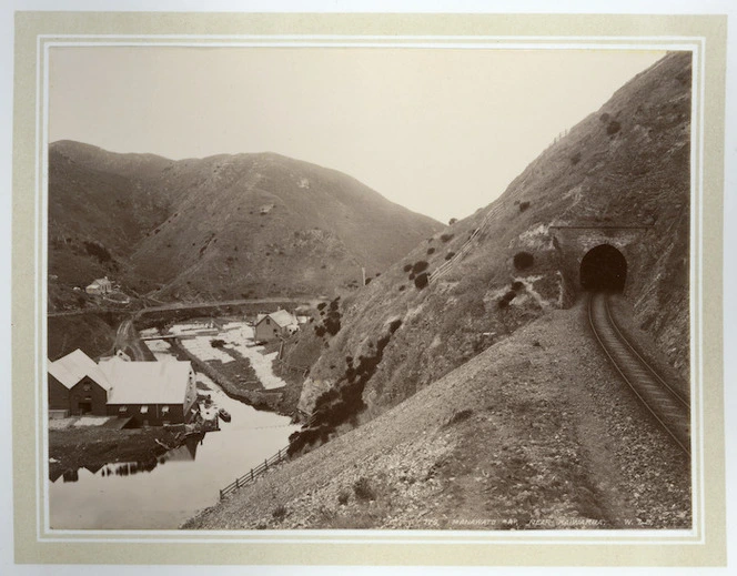 Ngaio Gorge, showing Schultze's dam on the Kaiwharawhara Stream, and No 2 tunnel of the Wellington and Manawatu Railway