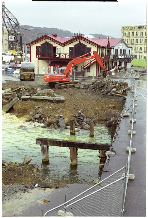 Preparations for a new foot bridge on Wellington waterfront - Photographs taken by Ross Giblin