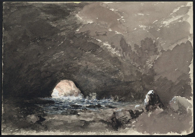 [Barraud, Charles Decimus] 1822-1897 :Cave at Castlepoint [1864?]