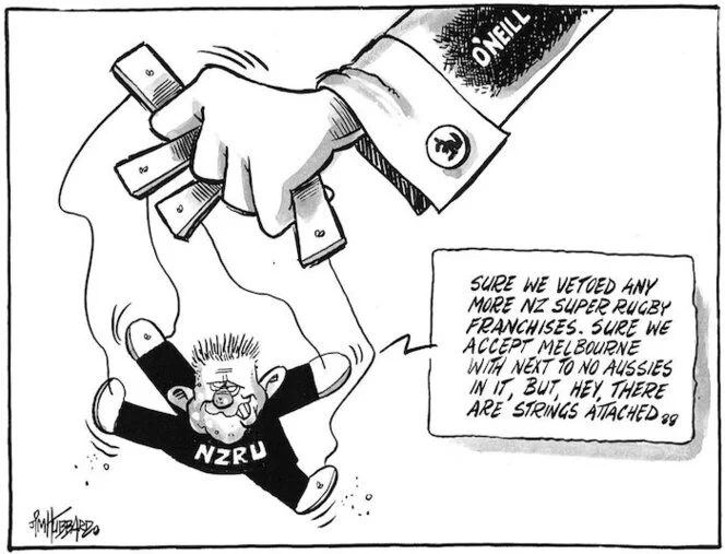 "Sure we vetoed any more NZ Super rugby franchises. Sure we accept Melbourne with next to no Aussies in it, but, hey, there are strings attached." 6 January 2010
