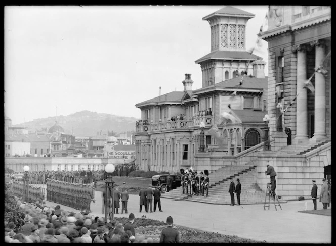 Unidentified ceremony at Parliament Buildings, Wellington
