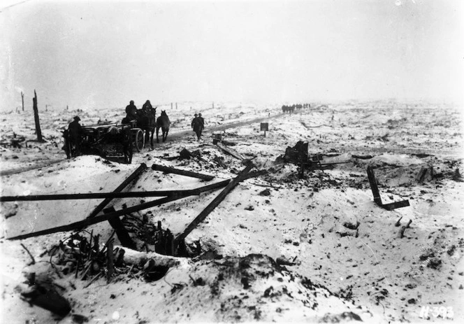 Snow covered battlefields near Hooge, Belgium