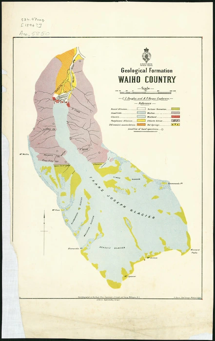 Geological formation Waiho country / C.E. Douglas and A.P. Harper, explorers.