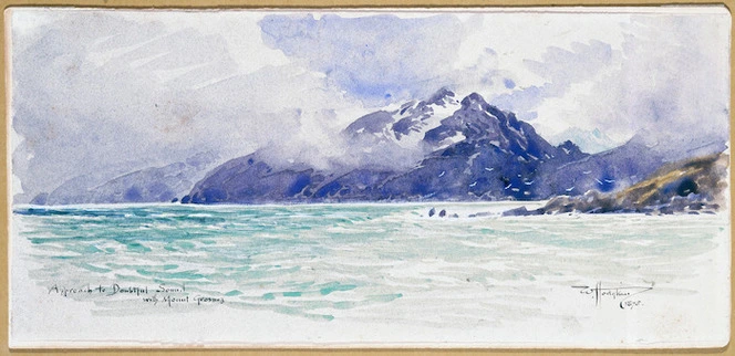 Hodgkins, William Mathew, 1833-1898 :Approach to Doubtful Sound with Mount Grosnez. 1875
