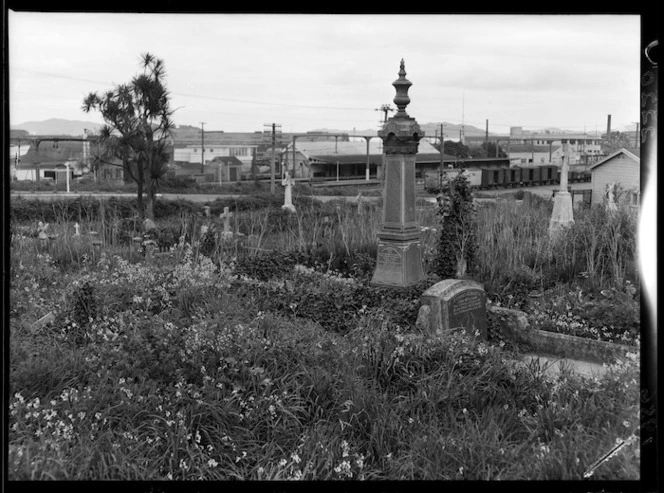 Petone cemetery, New Zealand, with the tombstone of Wiremu Tako Ngatata