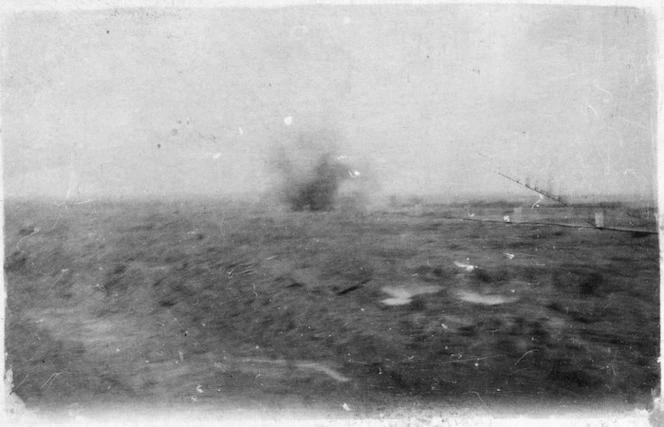 Shell burst at No 6 Track, Passchendaele