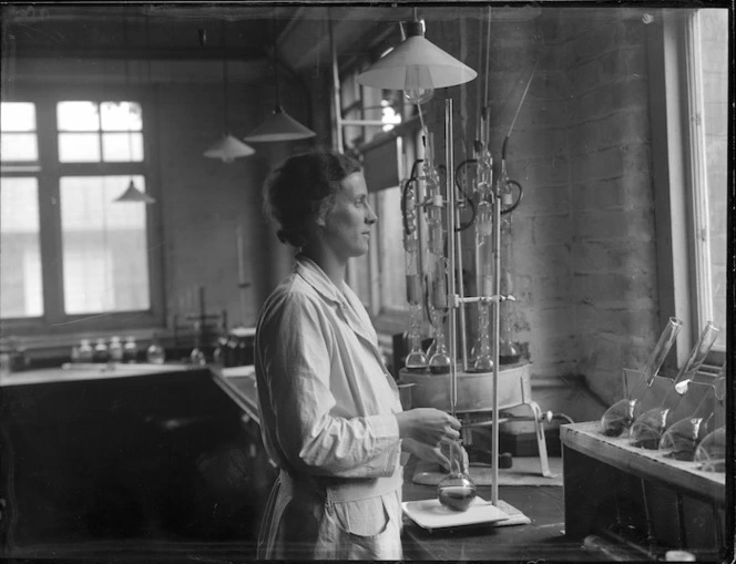 Woman inside a laboratory, Wallaceville Animal Research Centre
