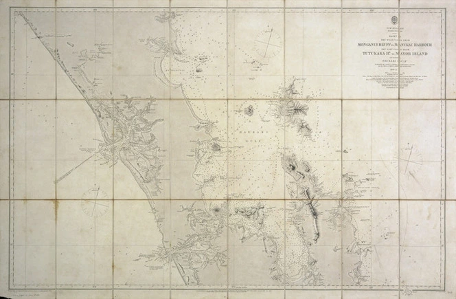 New Zealand, North Island. / Sheet 2, The west coast from Monganui Bluff to Manukau Harbour, the east coast from Tutukaka Hr. to Mayor Island including Hauraki Gulf surveyed by Captn. J.L. Stokes, Commander B. Drury, and the officers of H.M.S. Acheron and Pandora, 1849-55 ; J. & C. Walker sculpt.