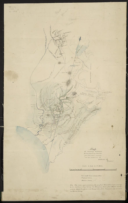 Map of country between Wanganui and Taupo