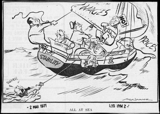 Minhinnick, Gordon (Sir), 1902-1992 :All at sea. 2 March 1971.