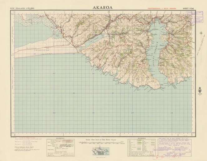 Akaroa [electronic resource] / compiled from plane table sketch surveys & official records by the Lands & Survey Department.