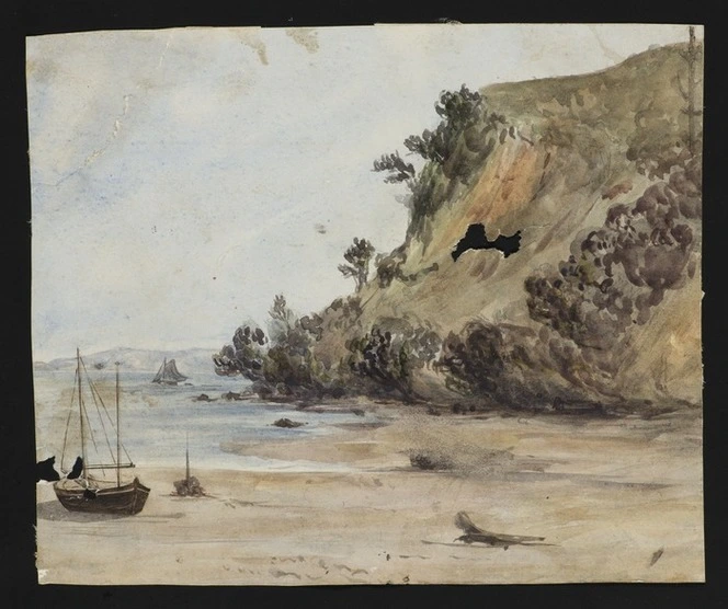 Artist unknown :[Harbour scene. Auckland or Wellington? 1850s]
