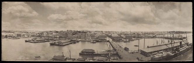 Panorama of Queens Wharf, Auckland