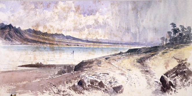 Hodgkins, William Mathew, 1833-1898 :Lake Pukaki. [1860-1895].