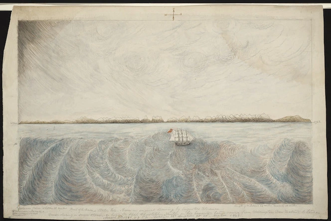 Florance, Augustus H, 1812-1879 :Strait of Le Maire & Staten Isle. From an original drawing by Augustus Florance. Drawn during a snow storm - on board the ship Christopher Newton on her homeward bound course from Wellington, (New Zealand), to London, March 8th 1860 ..