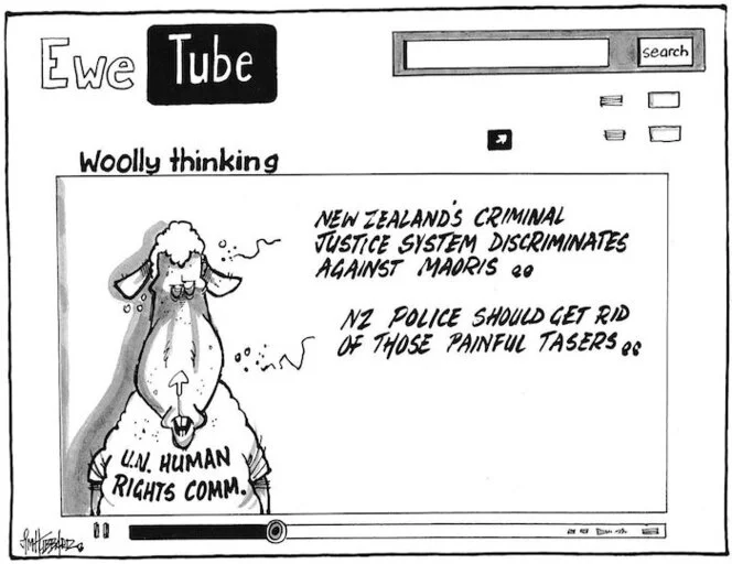 Ewe Tube - woolly thinking. "New Zealand's criminal justice system discriminates against Maoris... NZ Police should get rid of those painful tasers..." 29 March 2010